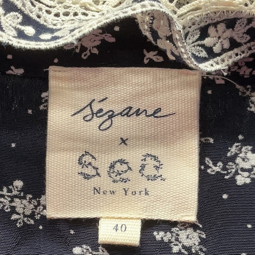 Sézane x SEA NY Chlo Shirt in Navy Floral Pattern FR 40 / US 8 - Picture 13 of 16